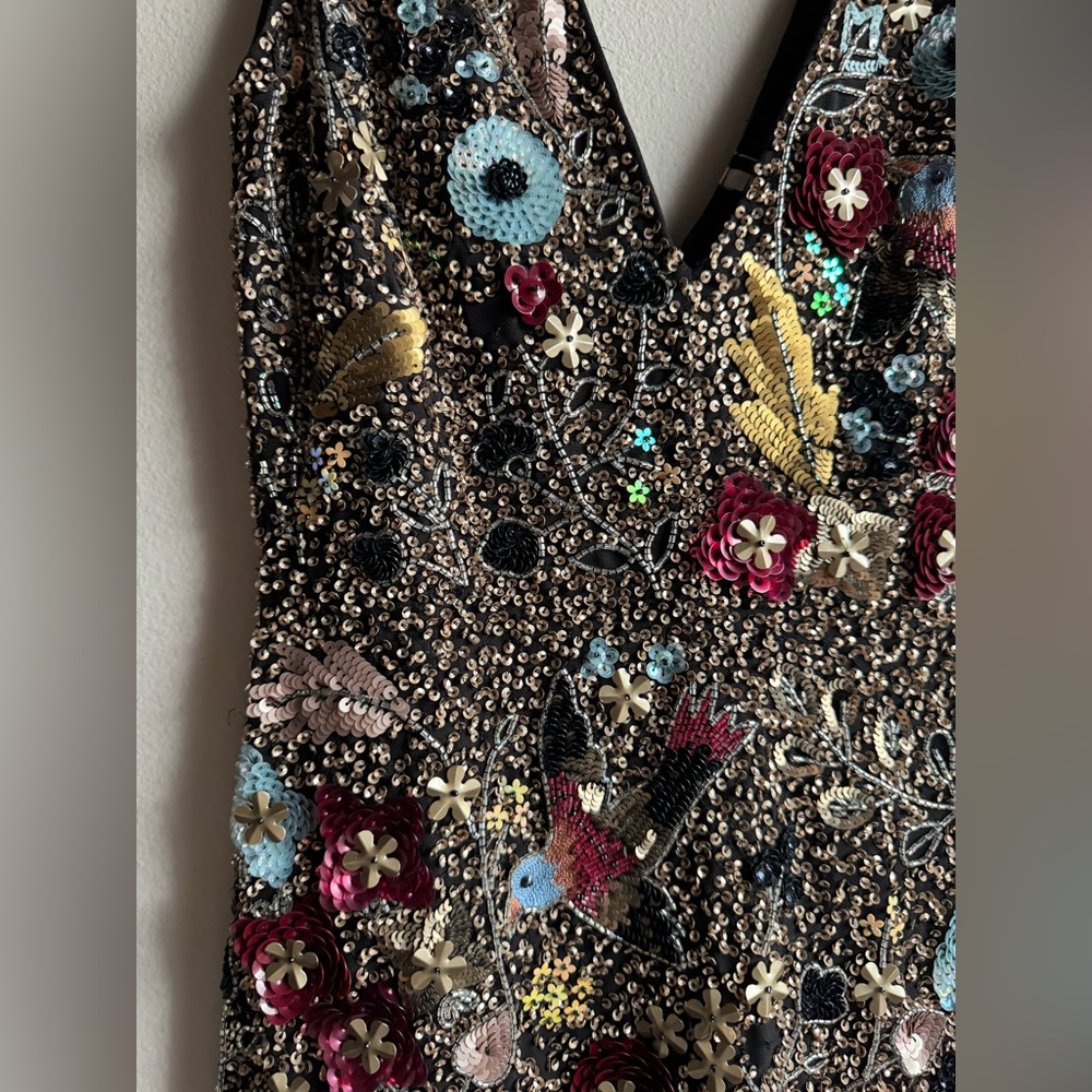 Topshop Bird Embellished Minidress Sequin Beaded Party Event Dress size 4 US - Picture 6 of 11